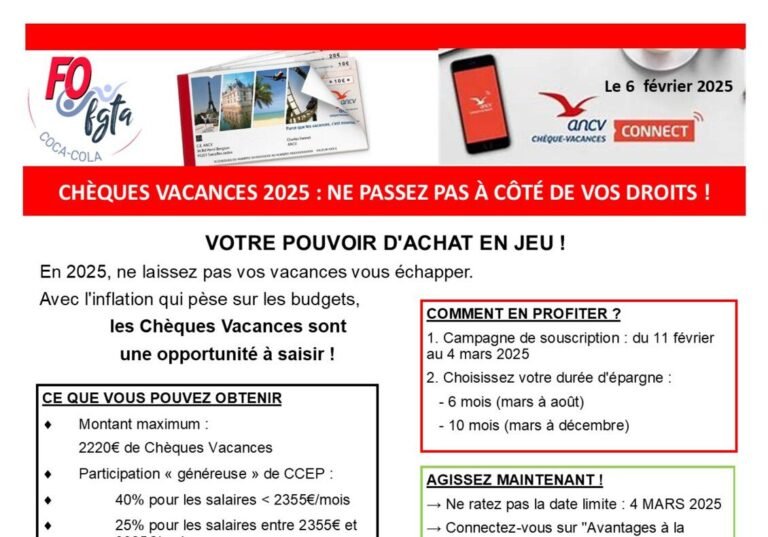 Chèques Vacances 2025 : Boostez votre Pouvoir d’Achat dès Aujourd’hui !